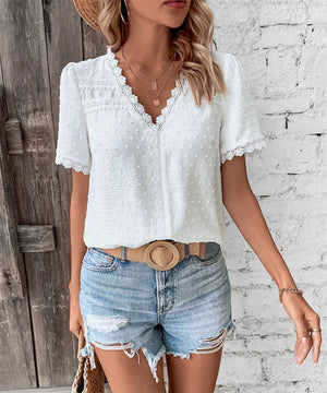 V ringad blus dam