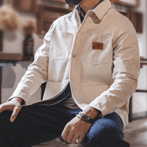 Vit arbets jacka jeans herr