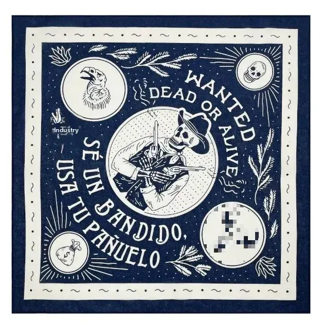 Wanted dead or alive bandana 55×55cm / Marinblå