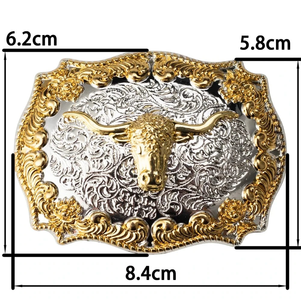 Western Bältesspänne Guld Silver Blommig Bakgrund Motiv