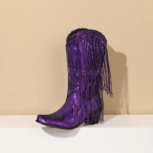 Westernboots med Glittrande Fransdesign